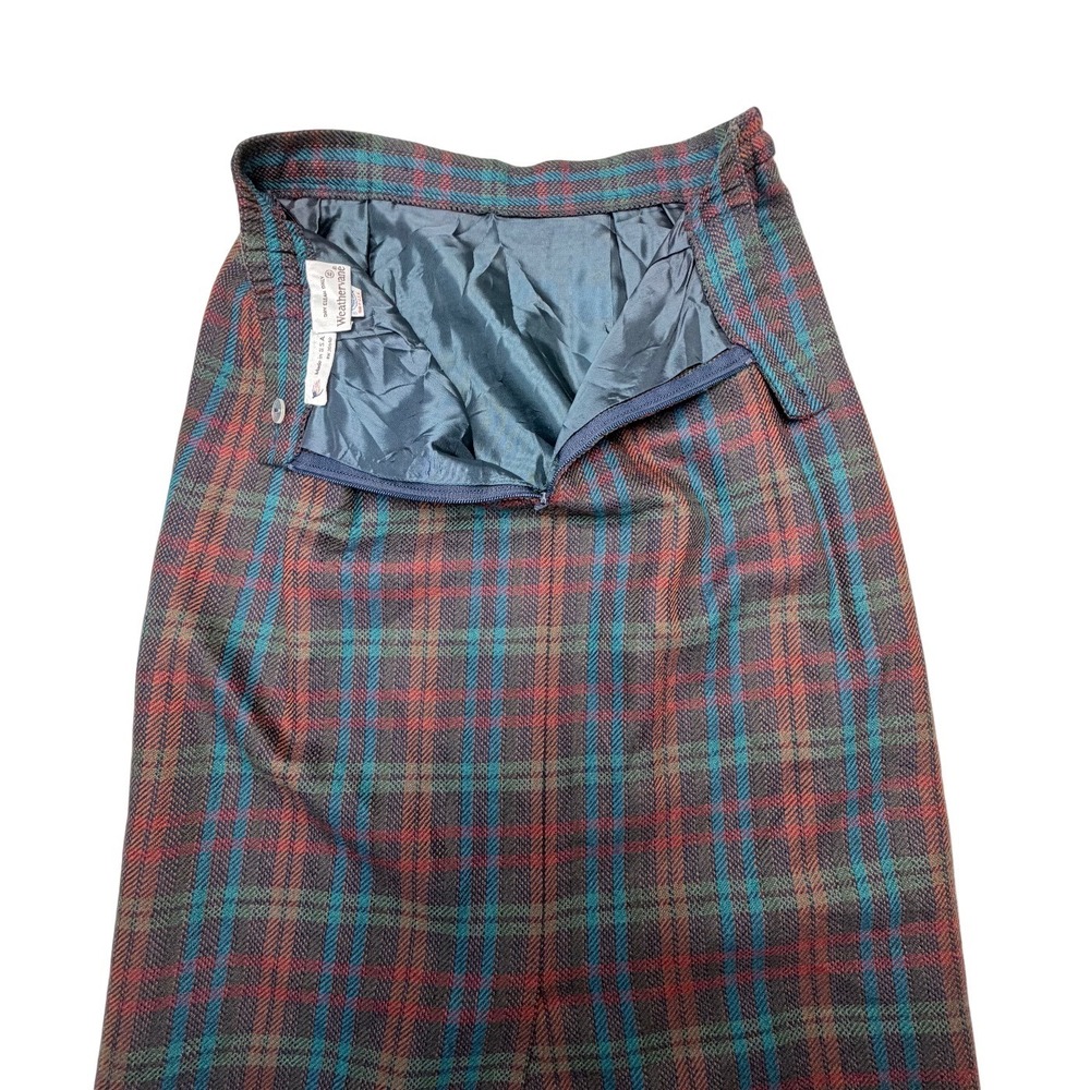 Vintage Wool Plaid Midi Skirt Small Tartan Preppy Career High Waist Union Made - Picture 6 of 12